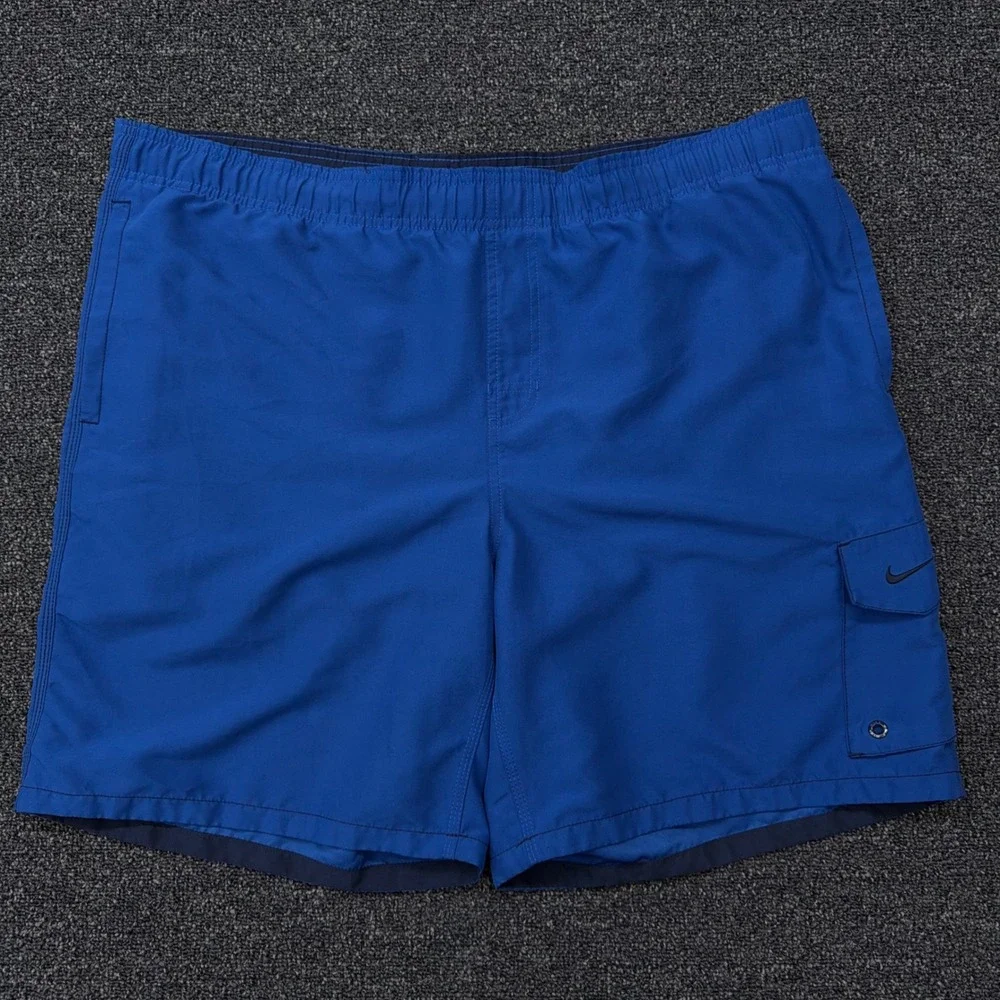 Nike Mens Swim Trunks Royal Blue‎ Cargo Pocket Mesh Lined Board Shorts XL
